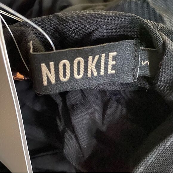Nookie Enigma Mini Dress Black Long-Sleeve mesh ruched Revolve S New - Picture 5 of 9